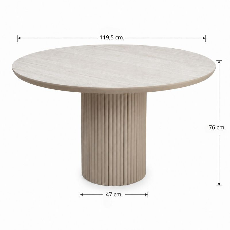 Τραπέζι Hazar MDF Χρώμα Travertine - Sandstone Ø119,5x76