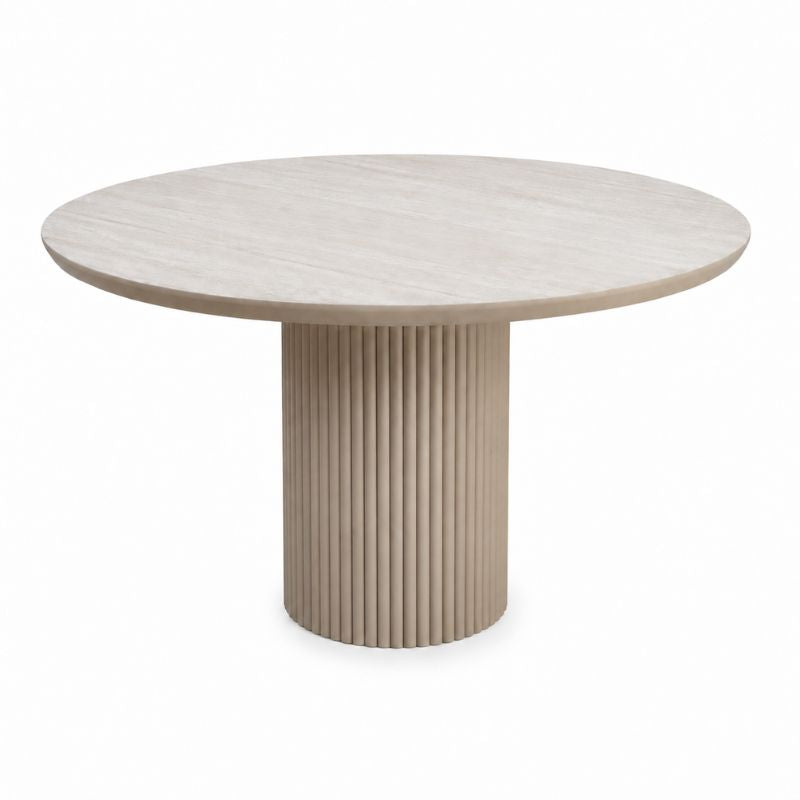 Τραπέζι Hazar MDF Χρώμα Travertine - Sandstone Ø119,5x76