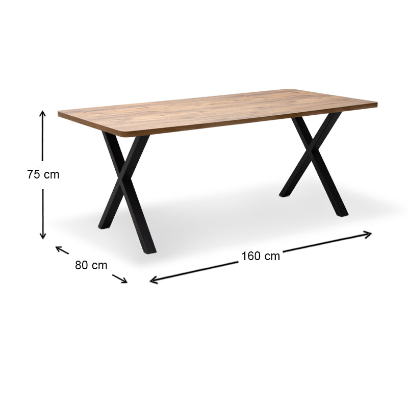 Τραπέζι Jeremy MDF - Μεταλλικό Χρώμα Ακακίας 160x80x75