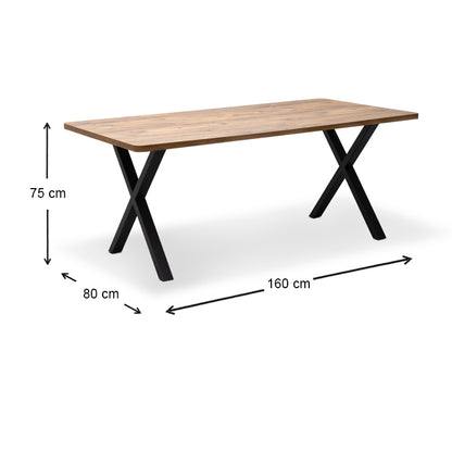 Τραπέζι Jeremy MDF - Μεταλλικό Χρώμα Ακακίας 160x80x75