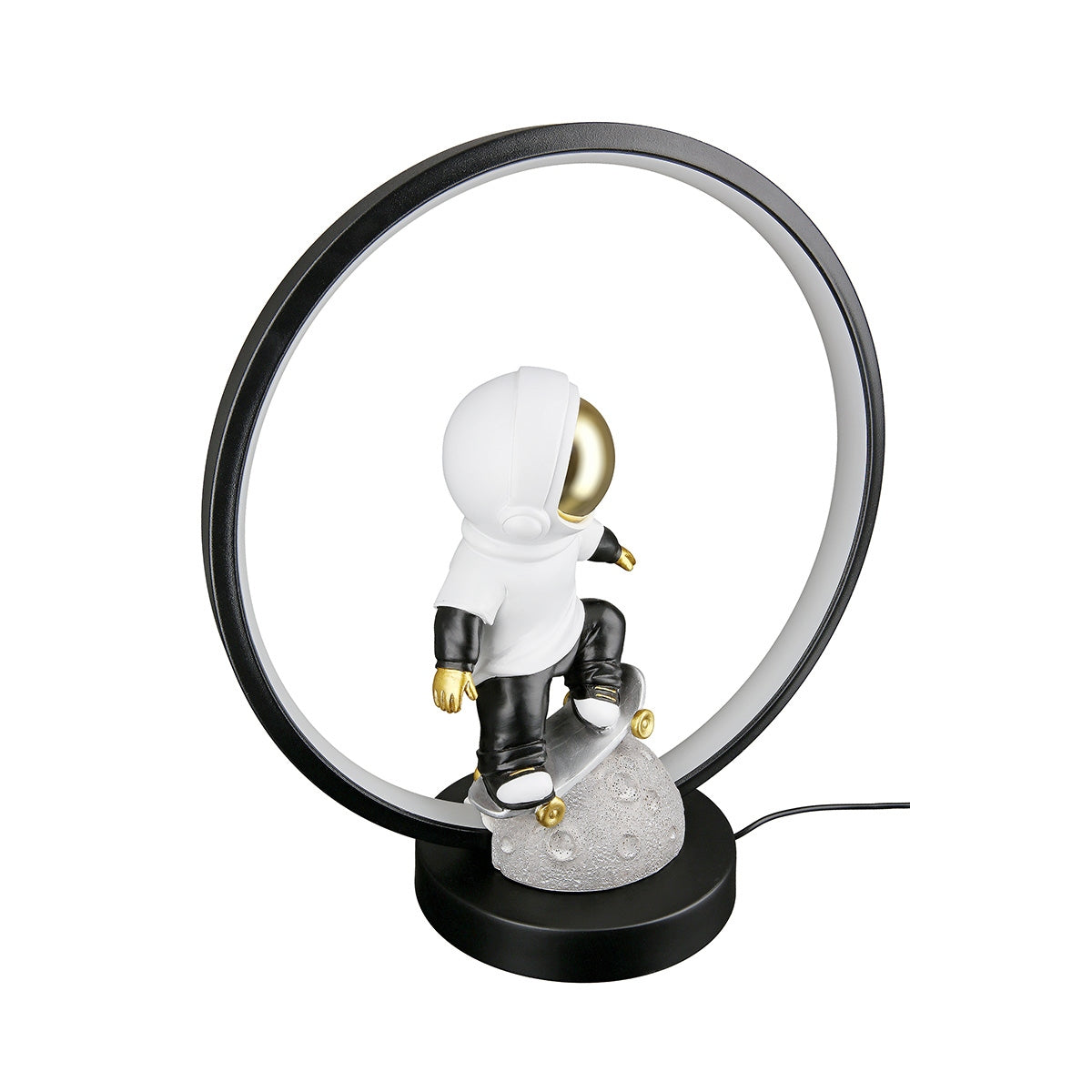 Τραπέζι Λάμπα LED Astronaut "Apollo" Πολυρεζίνη Μαύρο Γκρι 30.5x14.5x33