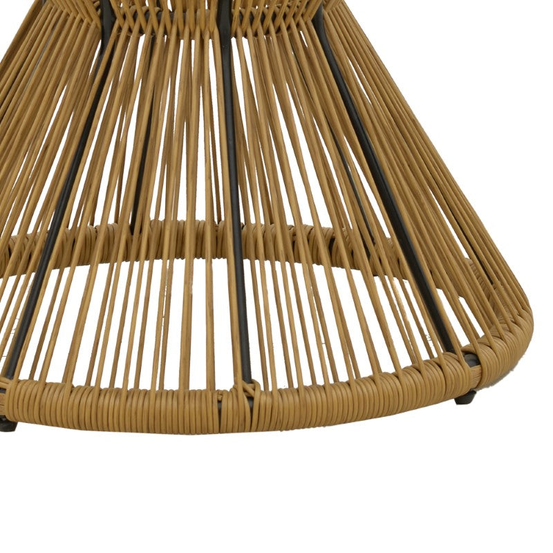 Τραπέζι Mabil Rattan Φυσικό-Γυαλί Φ50x55