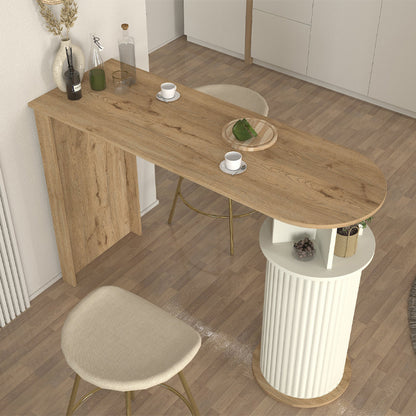 Τραπέζι Μπαρ Bohema Χρώμα Sepet Oak - Ivory 150x51,6x101,8