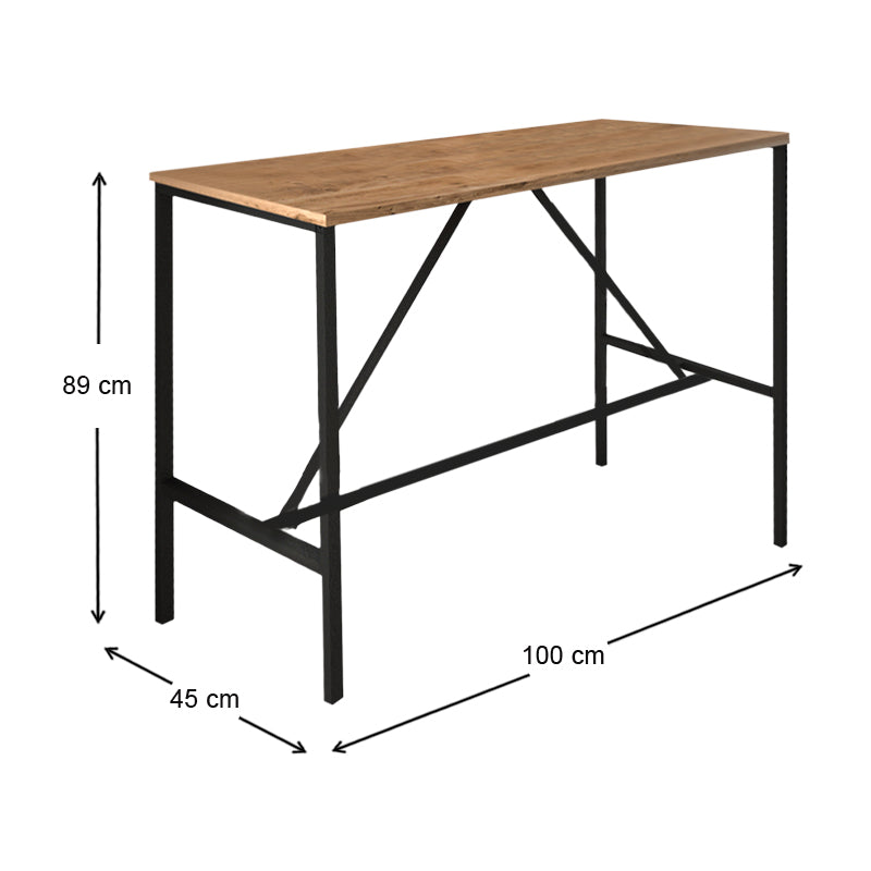 Τραπέζι Μπαρ - Stand Crego Μεταλλικό - Μελαμίνης Χρώμα Pine Oak - Μαύρο 100x45x89
