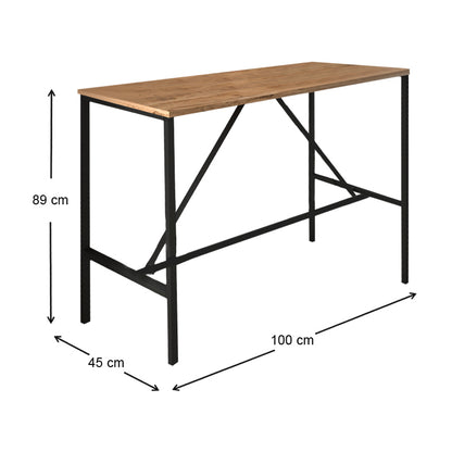 Τραπέζι Μπαρ - Stand Crego Μεταλλικό - Μελαμίνης Χρώμα Pine Oak - Μαύρο 100x45x89