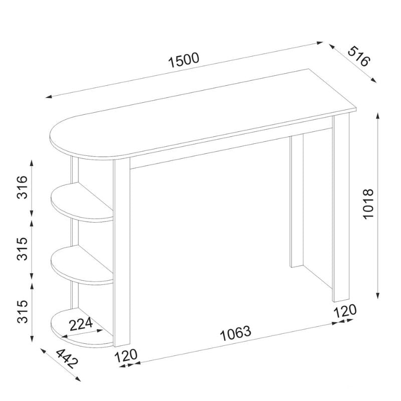 Τραπέζι Μπαρ Vigne Χρώμα Sepet Oak 150x51,6x101,8