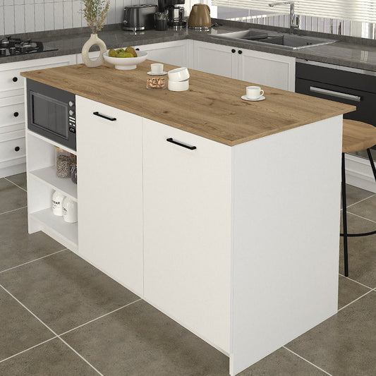 Τραπέζι - Πάγκος Κουζίνας Peres Χρώμα Λευκό - Sepet Oak 150x70x91,8