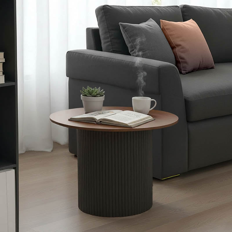 Τραπέζι Σαλονιού Dovel MDF σε Καρυδί-Μαύρη Απόχρωση Φ70x40