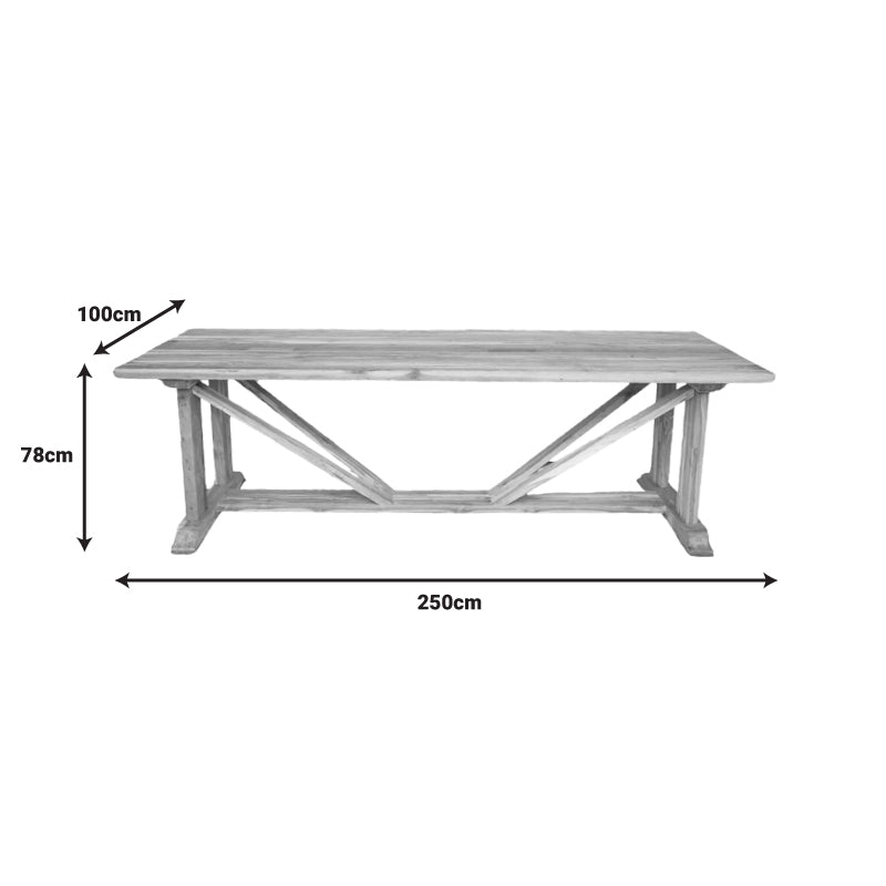 Τραπέζι Smarious Teak Ξύλο σε Φυσική Απόχρωση 250x100x78