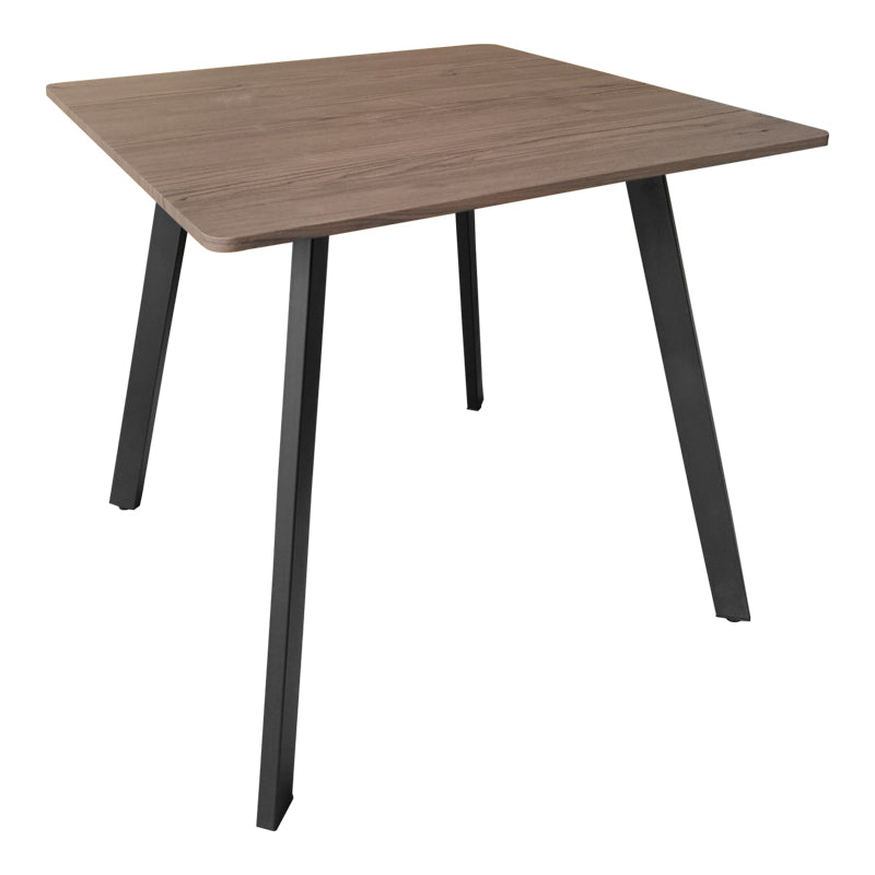 Τραπέζι Squaro Καρυδί MDF με Μαύρα Μεταλλικά Πόδια 80x80x75