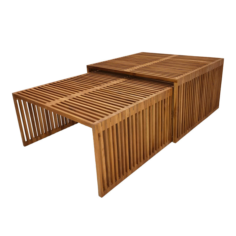 Τραπέζι Tinnie Σετ 2 Τεμ Teak Ξύλο σε Φυσική Απόχρωση