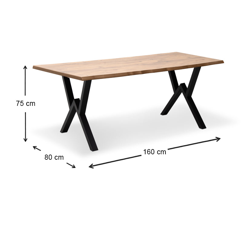 Τραπέζι Walter MDF - Μεταλλικό Χρώμα Ακακίας 160x80x75