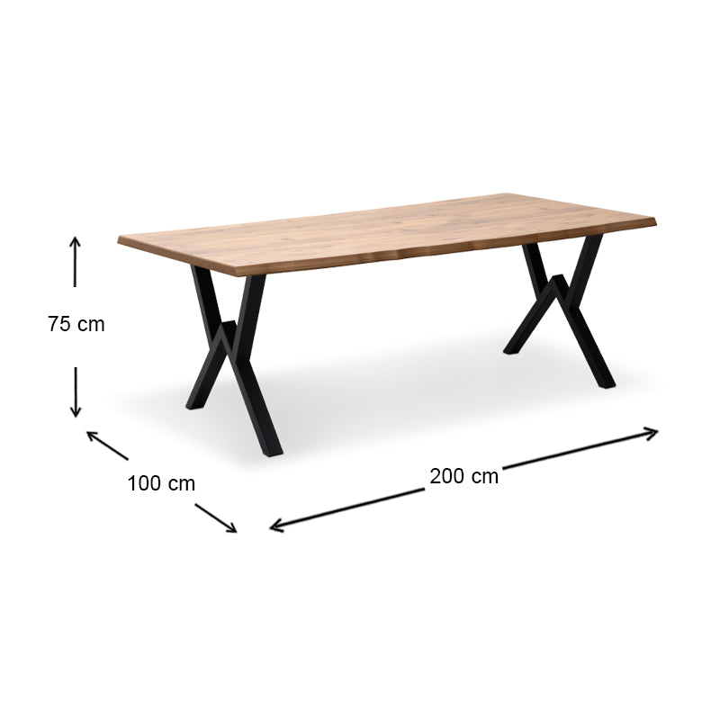 Τραπέζι Walter MDF - Μεταλλικό Χρώμα Ακακίας 200x100x75