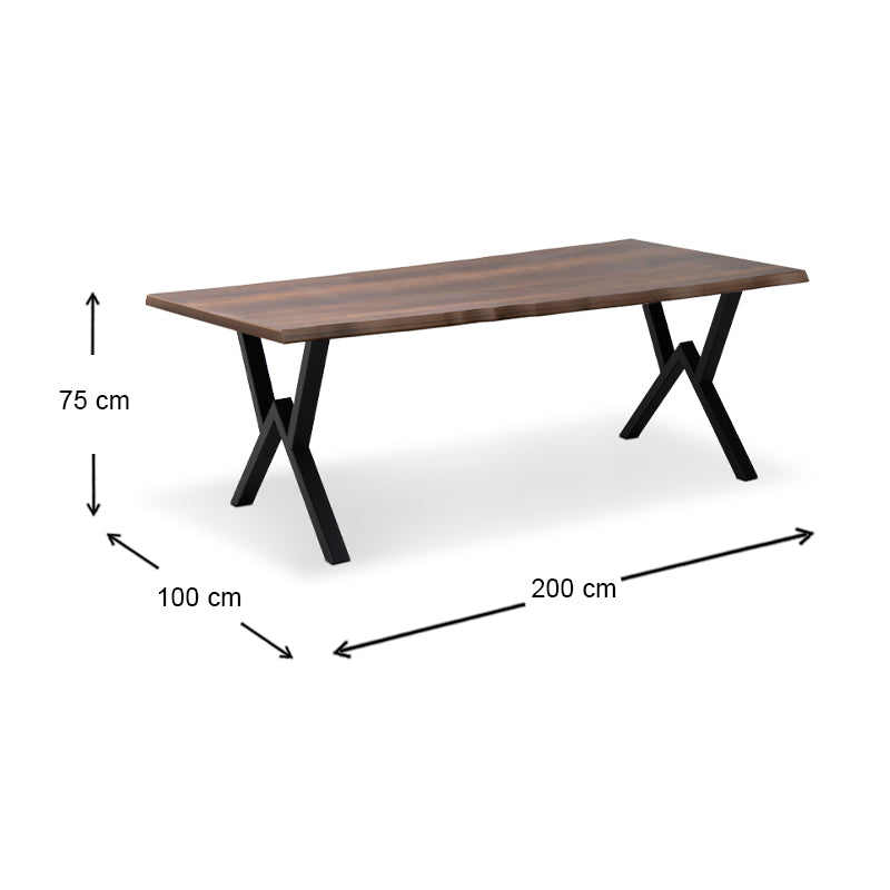 Τραπέζι Walter MDF - Μεταλλικό Χρώμα Καρυδί 200x100x75