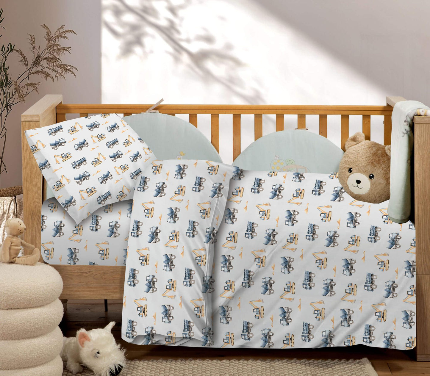 Βρεφικά Σετ Σεντόνι Κούνιας με Λάστιχο Trucks