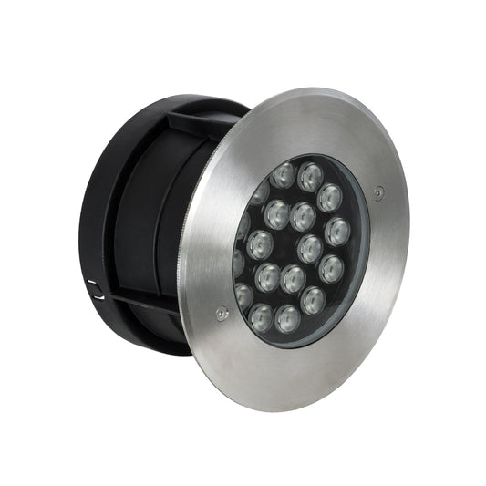 UNDERGROUND-SINA 90571 Χωνευτό Φωτιστικό Σποτ Δαπέδου LED 18W 1620lm 15° DC 24V Αδιάβροχο IP68 Φ20 x Υ11cm Θερμό Λευκό 2700K - Ανοξείδωτο Ατσάλι