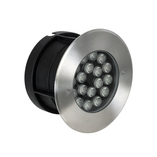 UNDERGROUND-SINA 90573 Χωνευτό Φωτιστικό Σποτ Δαπέδου LED 18W 1530lm 15° DC 24V Αδιάβροχο IP68 Φ20 x Υ11cm RGBW DMX512 - Ανοξείδωτο Ατσάλι