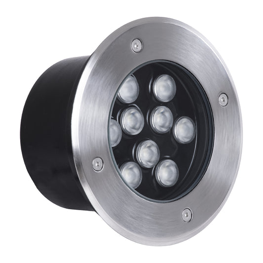 UNDERGROUND-TINA 90669 Χωνευτό Φωτιστικό Σποτ Δαπέδου LED 12W 1260lm 30° DC 24V Αδιάβροχο IP65 Φ16 x Υ9cm Πολύχρωμο RGBW DMX512 - Ανοξείδωτο Ατσάλι
