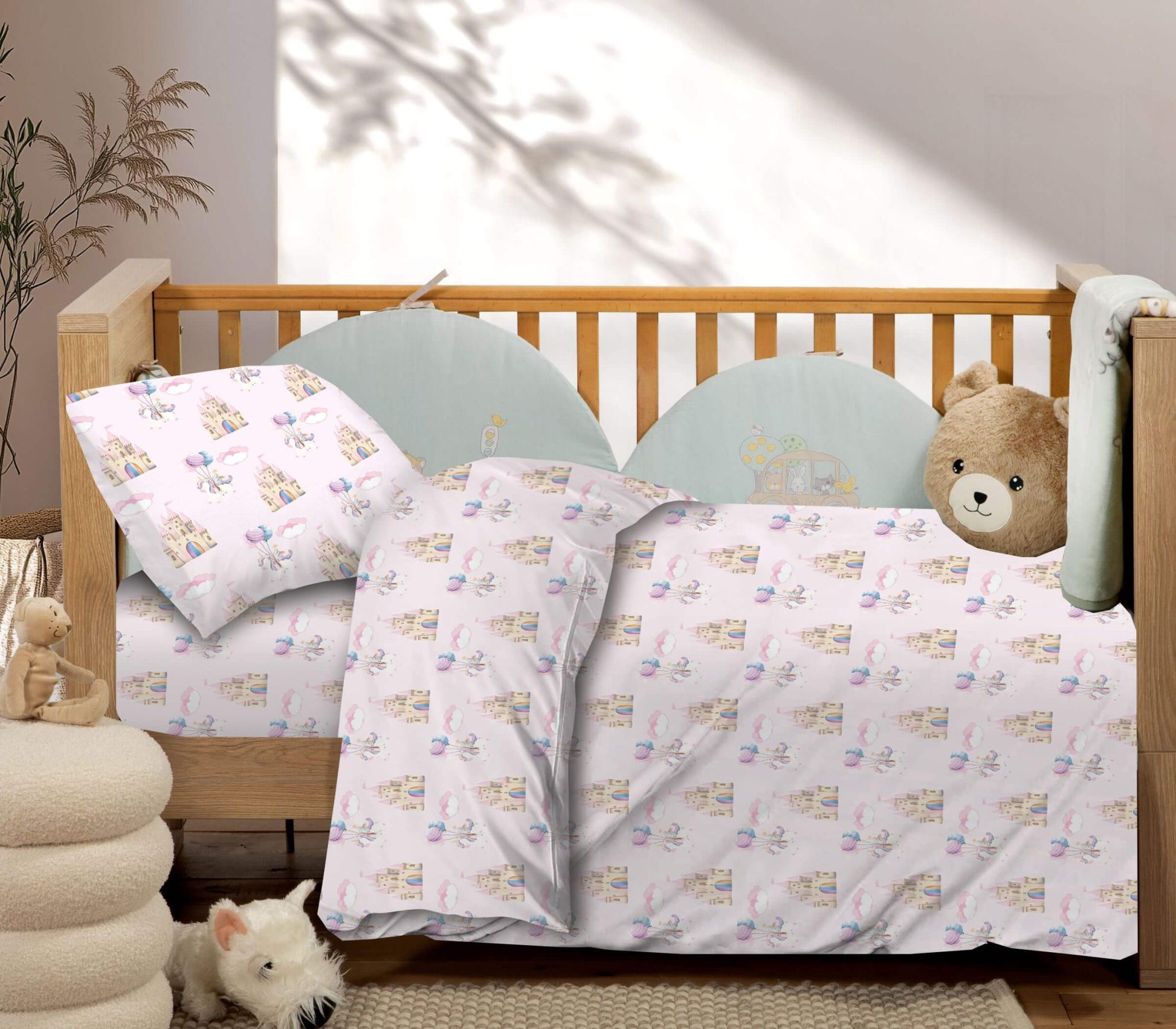 Βρεφικά Σετ Σεντόνι Κούνιας με Λάστιχο Unicorn Fly