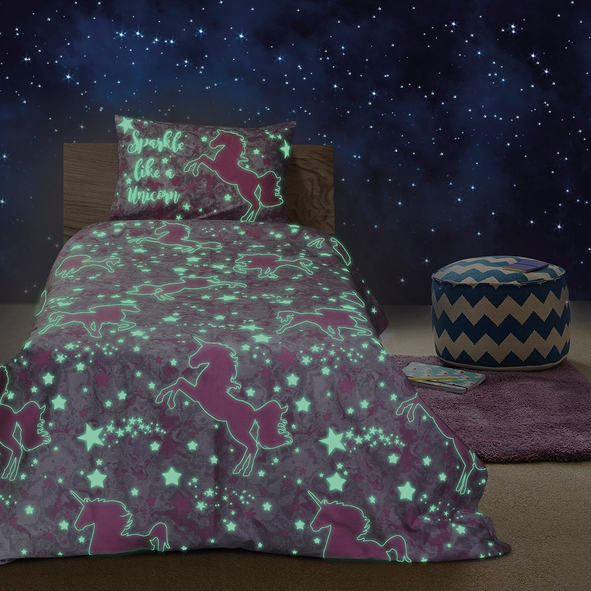 Σεντόνι Μονό Φωσφοριζέ με Μαξιλαροθήκη Centaur Art 6177 170x240εκ Γκρι