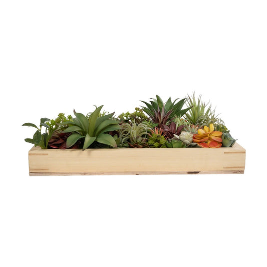 VARIOUS PLANT 20642 Τεχνητό Διακοσμητικό Φυλλωσιάς σε Ξύλινο Πάνελ - Κάθετος Κήπος Μιξ Μ60 x Π40 x Υ20