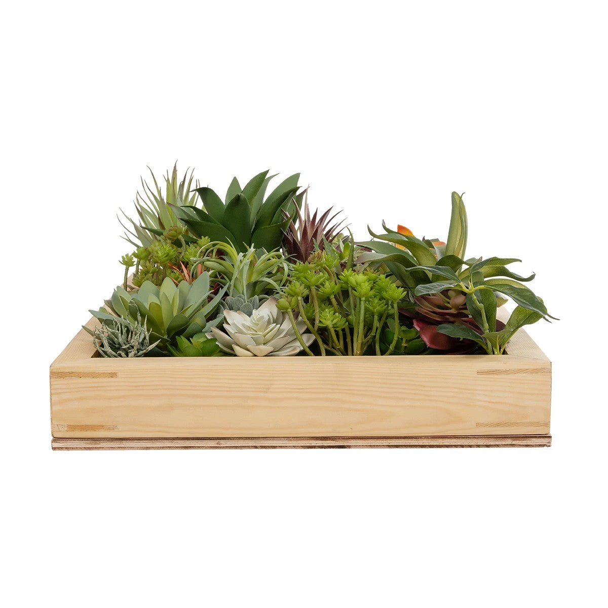 VARIOUS PLANT 20642 Τεχνητό Διακοσμητικό Φυλλωσιάς σε Ξύλινο Πάνελ - Κάθετος Κήπος Μιξ Μ60 x Π40 x Υ20