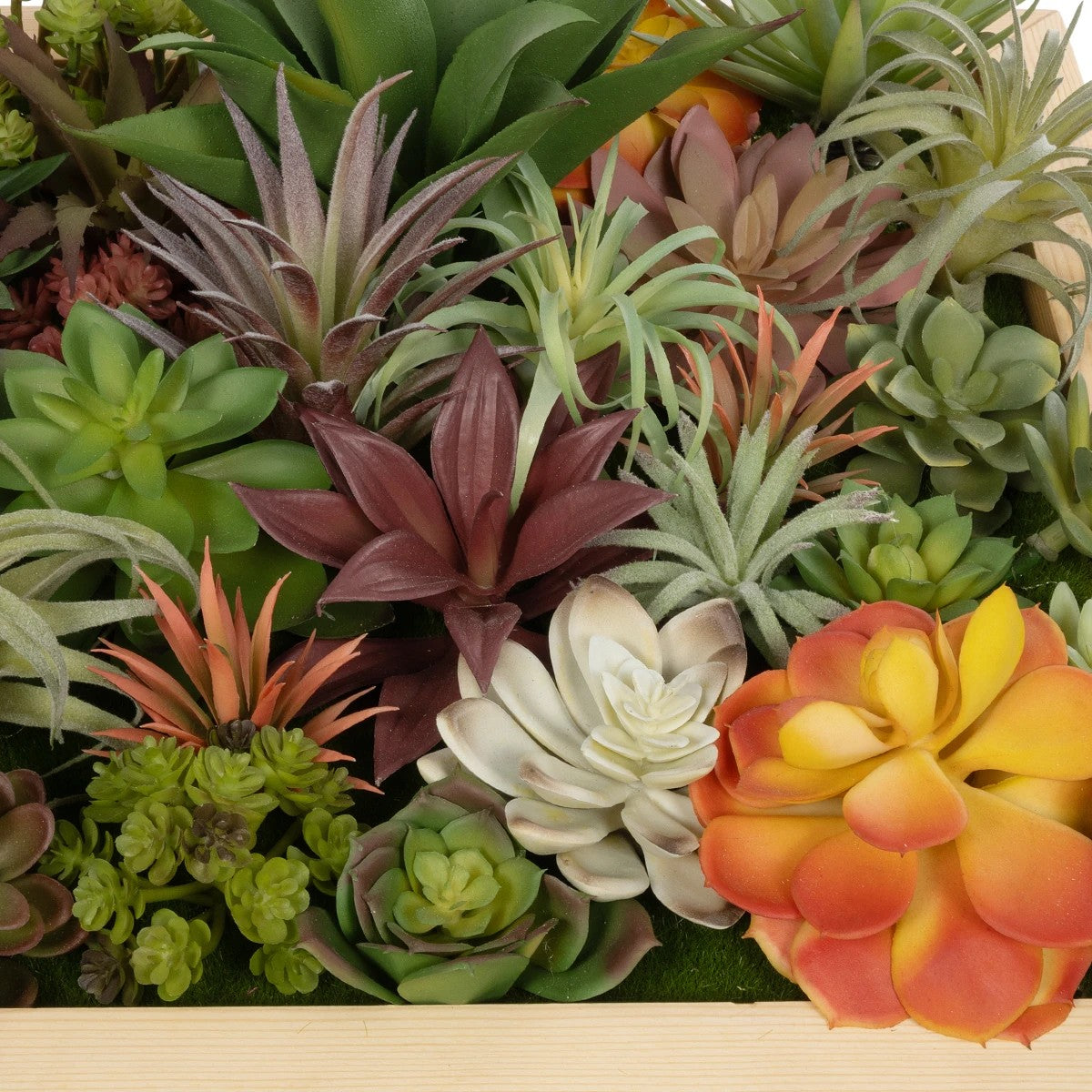 VARIOUS PLANT 20642 Τεχνητό Διακοσμητικό Φυλλωσιάς σε Ξύλινο Πάνελ - Κάθετος Κήπος Μιξ Μ60 x Π40 x Υ20