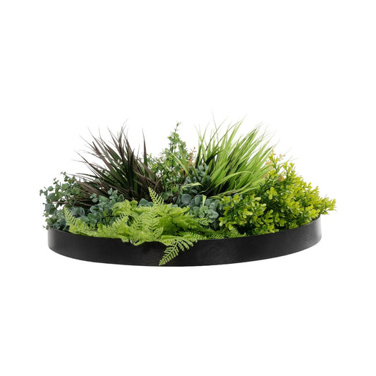 VARIOUS PLANTS ROUND WALL DISC 20688 Τεχνητό Διακοσμητικό Στρογγυλό Πάνελ Φυλλωσιάς - Κάθετος Κήπος Μιξ Μ50 x Π50 x Υ23