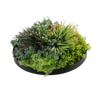 VARIOUS PLANTS ROUND WALL DISC 20688 Τεχνητό Διακοσμητικό Στρογγυλό Πάνελ Φυλλωσιάς - Κάθετος Κήπος Μιξ Μ50 x Π50 x Υ23