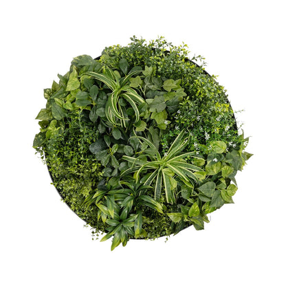 VARIOUS PLANTS ROUND WALL DISC 20689 Τεχνητό Διακοσμητικό Στρογγυλό Πάνελ Φυλλωσιάς - Κάθετος Κήπος Μιξ Μ70 x Π70 x Υ15