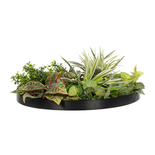 VARIOUS PLANTS ROUND WALL DISC 20691 Τεχνητό Διακοσμητικό Στρογγυλό Πάνελ Φυλλωσιάς - Κάθετος Κήπος Μιξ Μ60 x Π60 x Υ20