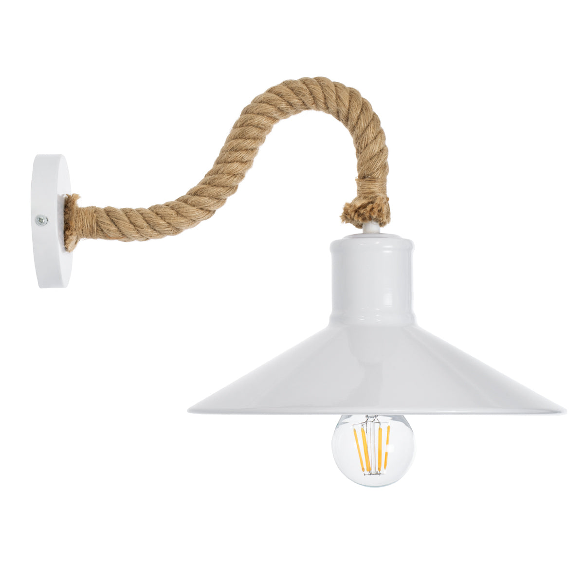 VINSA 01130 Boho Φωτιστικό Τοίχου - Απλίκα με Ντουί 1 x E27 AC 220-240V IP20 - Λευκό & Μπεζ - Μ37.5 x Π26.7 x Υ25