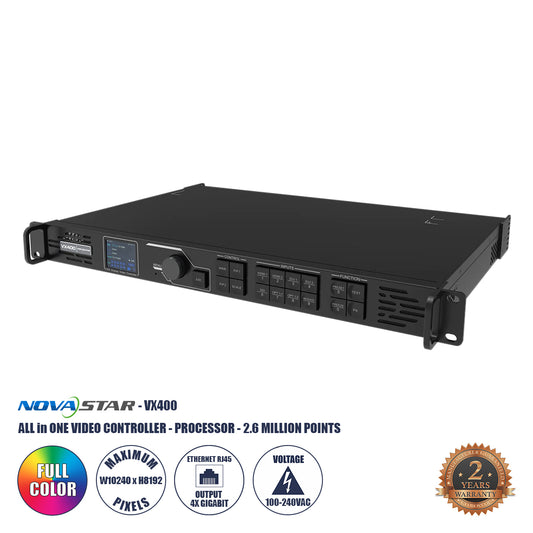 VX400 41014 Novastar VX400 All in One Processor & Video Controller για Οθόνες LED Video Wall 2.6 million pixel Max W10240px/Max H8192px - Input Signal W1920 x H1200@60Hz - 4 Gigabit Ethernet Output Port - AC 220-240V IP20 - Μ48.3 x Π30.1 x Υ5