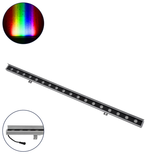 WASHER-FAIA 90189 Μπάρα Φωτισμού Wall Washer με Αντιθαμβωτική Γρίλια LED 24W 2040lm 15° DC 24V Αδιάβροχο IP65 L100 x W4 x H5.5cm RGBW DMX512 - Ασημί