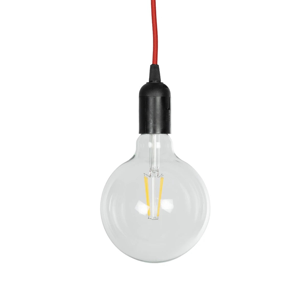 WHIP 77666 Μοντέρνο DIY Φωτιστικό με Υφασμάτινο Καλώδιο, Ντουί 1 x E27, Διακόπτη On/Off & Πρίζα AC 220-240V IP20 - Κόκκινο & Μαύρο - Μ150 x Π4 x Υ4
