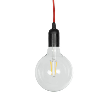 WHIP 77666 Μοντέρνο DIY Φωτιστικό με Υφασμάτινο Καλώδιο, Ντουί 1 x E27, Διακόπτη On/Off & Πρίζα AC 220-240V IP20 - Κόκκινο & Μαύρο - Μ150 x Π4 x Υ4