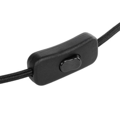 WHIP 77669 Μοντέρνο DIY Φωτιστικό με Υφασμάτινο Καλώδιο, Ντουί 1 x E27 & Διακόπτη On/Off AC 220-240V IP20 - Μαύρο - Μ140 x Π2.7 x Υ1.9