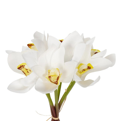 WHITE ORCHID BOUQUET 21151 Τεχνητό Διακοσμητικό Μπουκέτο Λευκής Ορχιδέας Y26cm