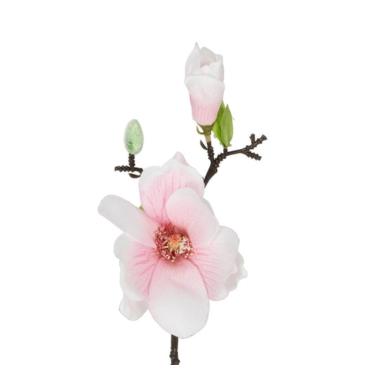 WHITE PINK MAGNOLIA BRANCH 21417 Τεχνητό Διακοσμητικό Κλαδί Λευκή Ροζ Μαγνόλια Y36cm