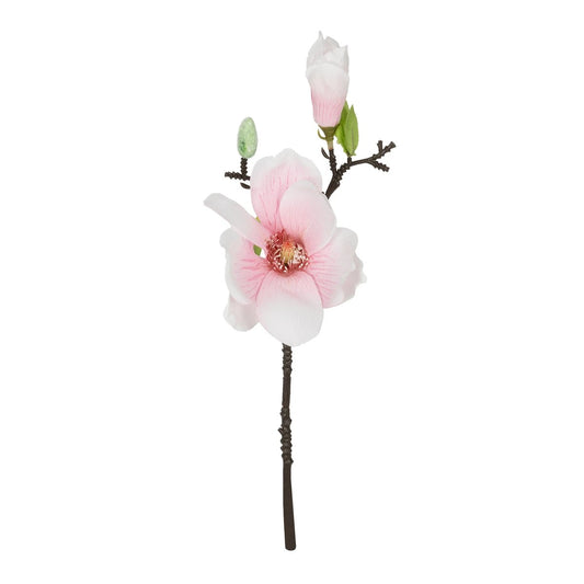 WHITE PINK MAGNOLIA BRANCH 21417 Τεχνητό Διακοσμητικό Κλαδί Λευκή Ροζ Μαγνόλια Y36cm