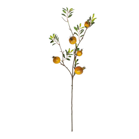 YELLOW POMEGRANATE FRUIT BRANCH 21445 Τεχνητό Διακοσμητικό Κίτρινη Κλαδί Ροδιά Y85cm