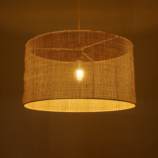 YOTTO 01822 Boho Κρεμαστό Φωτιστικό Οροφής Μονόφωτο 1 x E27 AC220-240V IP20 - Φ55 x Υ30cm - Μπεζ Μπαμπού Πλέγμα