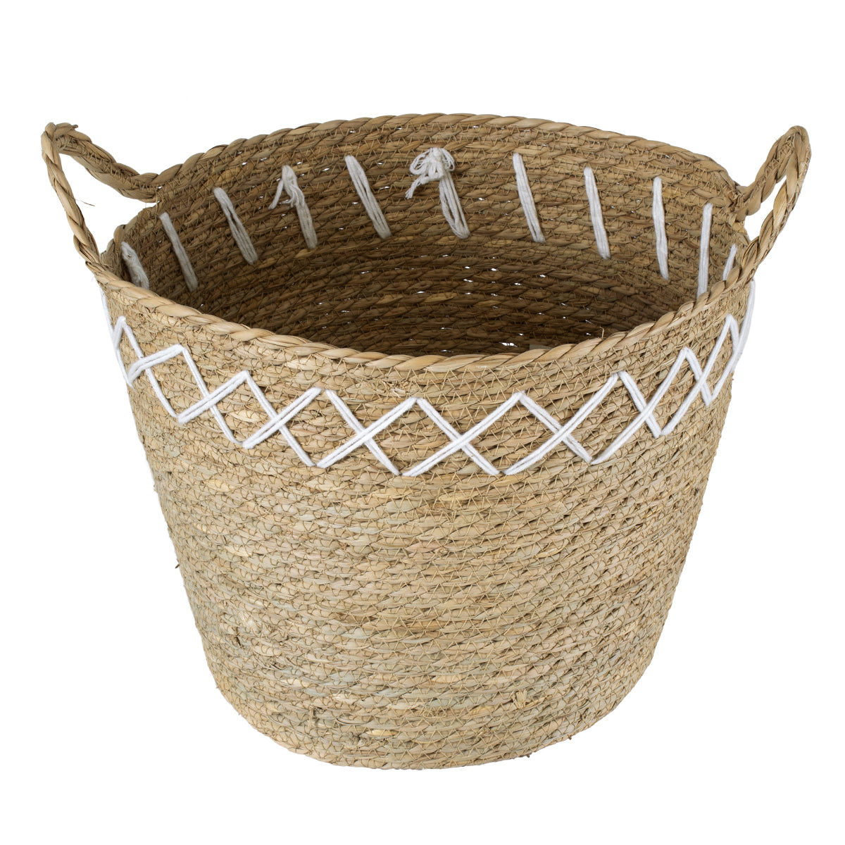 ZAKYNTHOS 20336 ΣΕΤ 3 Διακοσμητικά Πλεκτά Καλάθια - Κασπώ Γλάστρες - Flower Pots Μπεζ με Μακραμέ A:Φ24cm x Υ20cm B:Φ28cm x Υ24cm C:Φ32cm x Υ28cm