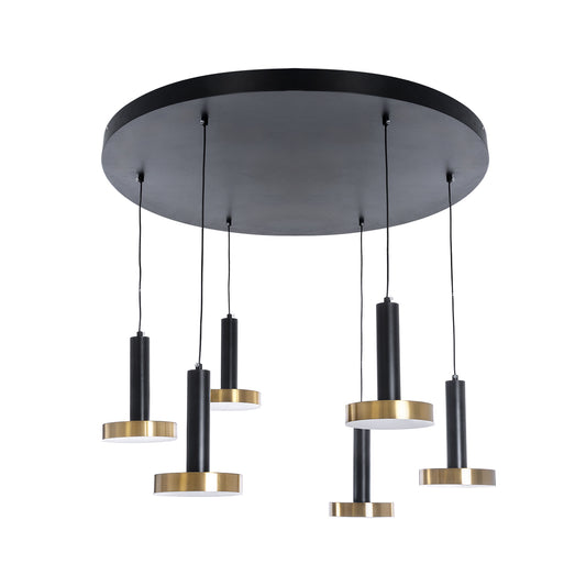 ZANE 60935 Κρεμαστό Φωτιστικό Design LED CCT 100W 11200lm 120° AC 220-240V IP20 - Εναλλαγή Φωτισμού μέσω Τηλεχειριστηρίου All In One Ψυχρό 6000k+Φυσικό 4500k+Θερμό 2700k Dimmable - Φ80 x Υ20cm - Μαύρο & Χρυσό