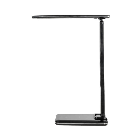 ZENTIME 76564 Μοντέρνο Επιτραπέζιο Φωτιστικό Γραφείου με Ασύρματη Φόρτιση 10W 2A & Ψηφιακό Ρολόι LED 3.5W 350lm 120° DC 5V με USB-C IP20 Ρυθμιζόμενο Λευκό CCT με Αφή 2700K/4500K/6000K Dimmable - Sanan SMD Chip - Μαύρο - Μ18 x Π12 x Υ40