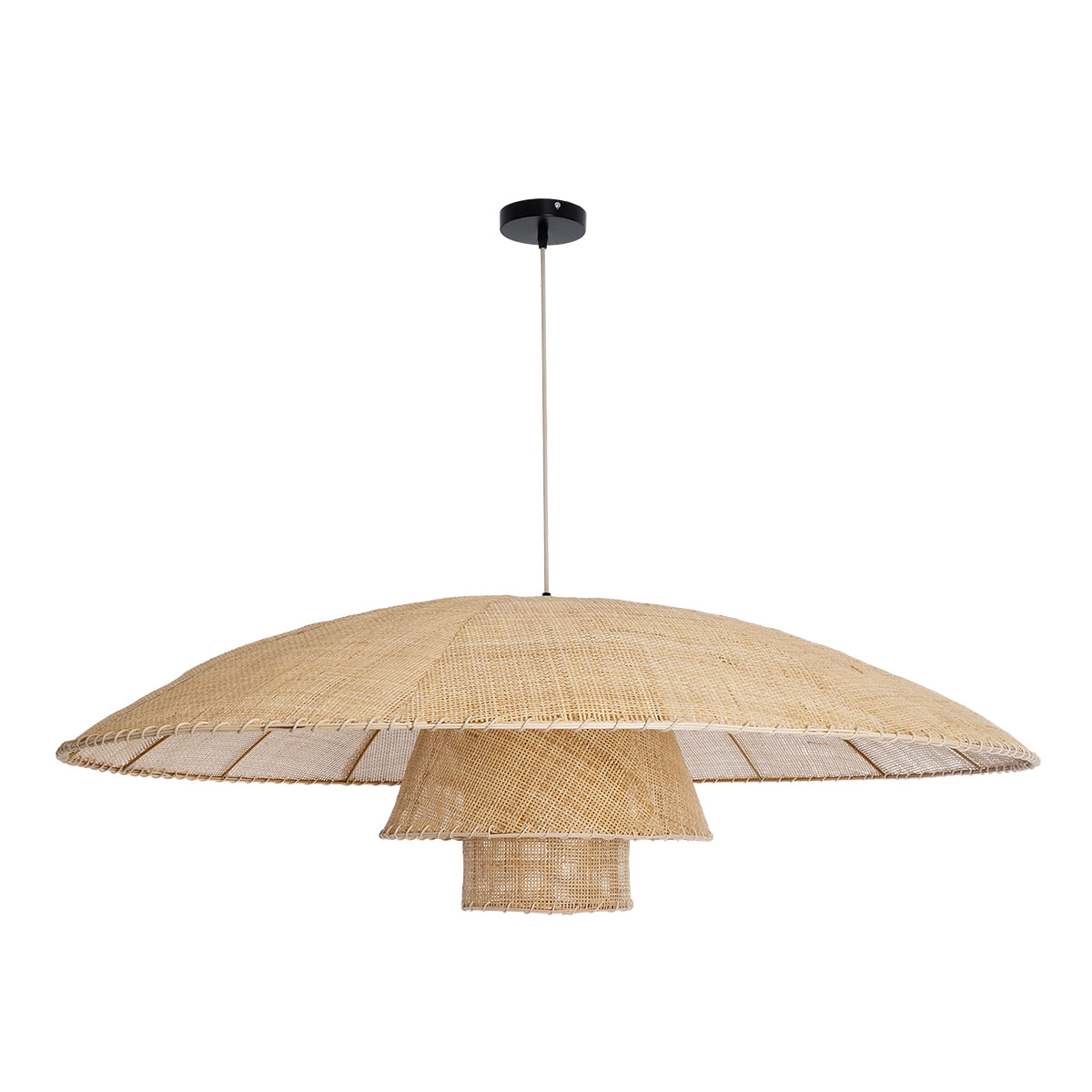 ZORA 02140 Boho Κρεμαστό Φωτιστικό Οροφής Μονόφωτο 1 x E27 AC220-240V IP20 - Φ120 x Υ40cm - Μπεζ Υφασμάτινο Καμπάνα