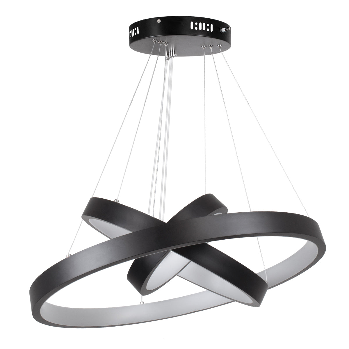 NEMESIS TRIO 61167-DECO Μοντέρνο Κρεμαστό Φωτιστικό Οροφής LED 100W 12123lm 360° AC 220-240V IP20 Ρυθμιζόμενο Λευκό CCT με Χειριστήριο από 2700K έως 6000K Dimmable - Lumileds SMD Chip - Μαύρο Ματ - Μ60 x Π60 x Υ60