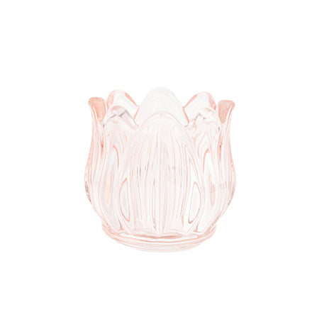 Γυάλινο Κηροπήγιο Λουλούδι Ροζ 7x7x7