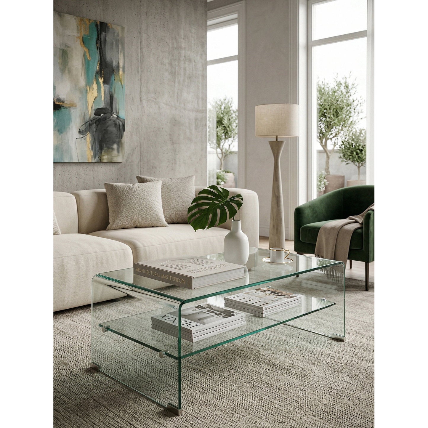 Τραπεζάκι Σαλονιού Crystal Shelf 100x50x43