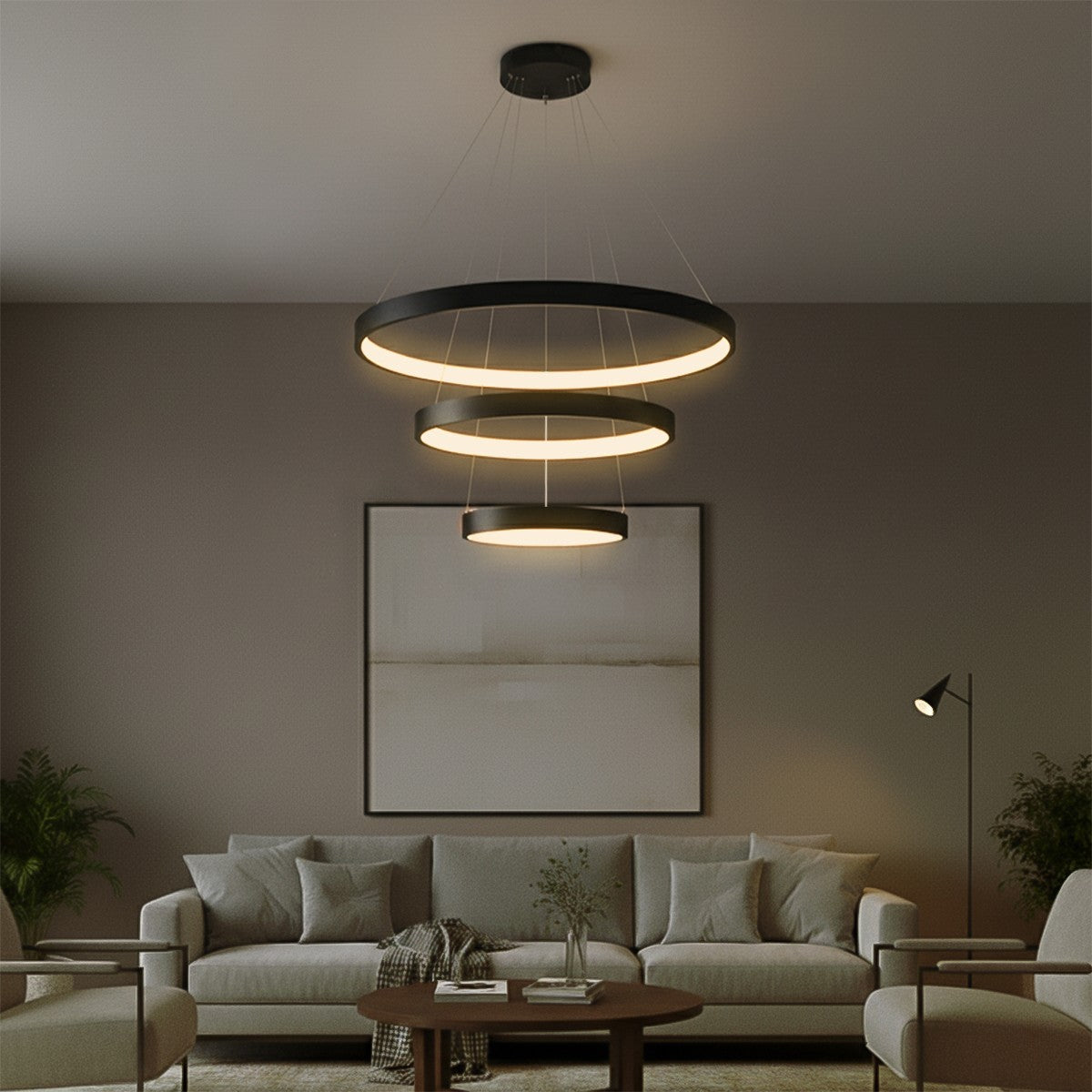 NEMESIS KLV-101-0217 Κρεμαστό Φωτιστικό Οροφής LED 100W 10000lm 180° AC 220-240V IP20 Ρυθμιζόμενο Λευκό CCT με Χειριστήριο από 2700K έως 6000K Dimmable - Lumileds SMD Chip - Μαύρο Ματ - Μ60 x Π60 x Υ60